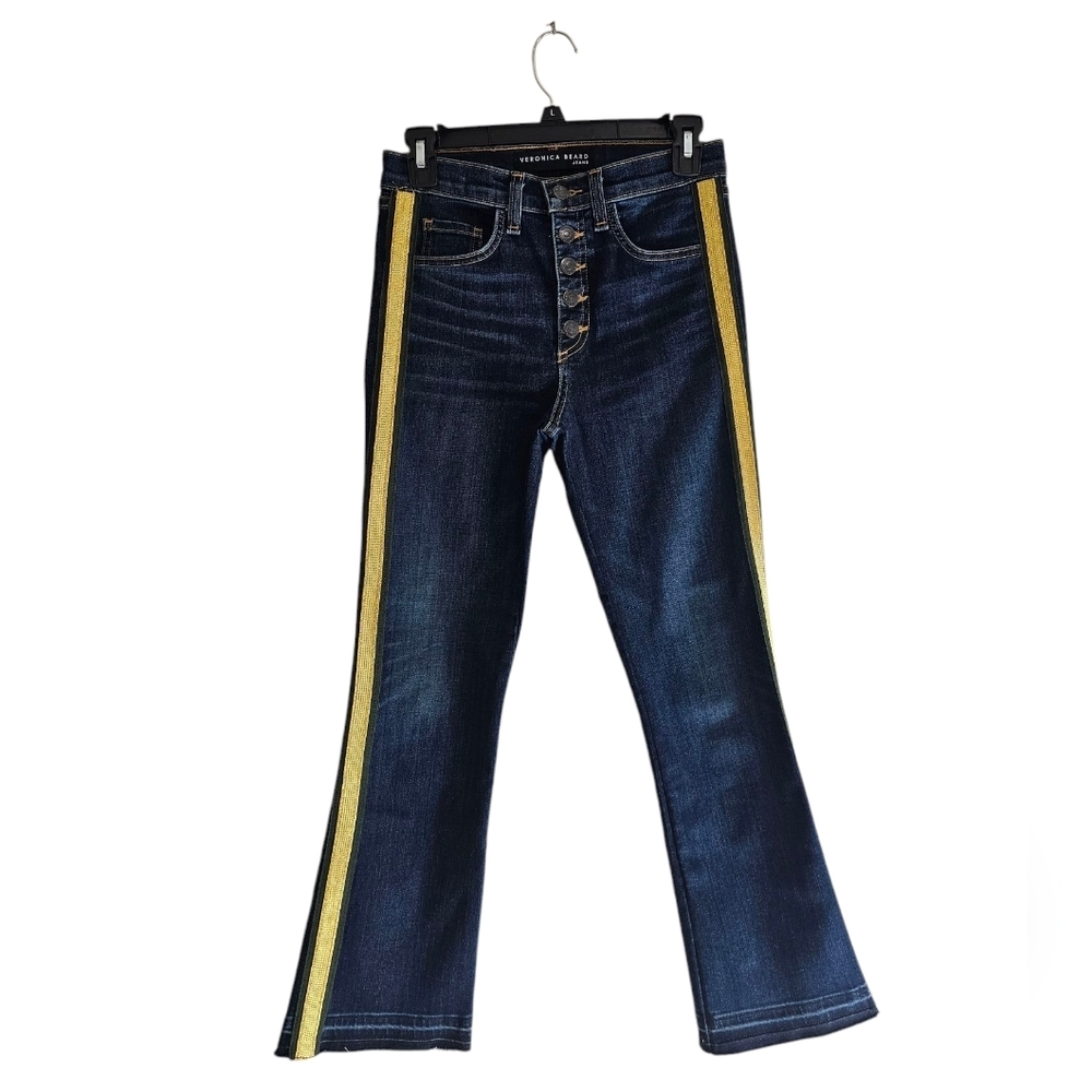 Veronica Beard Carolyn 10" Baby Boot High Rise Blue Flare Jeans 25 Preowned‎